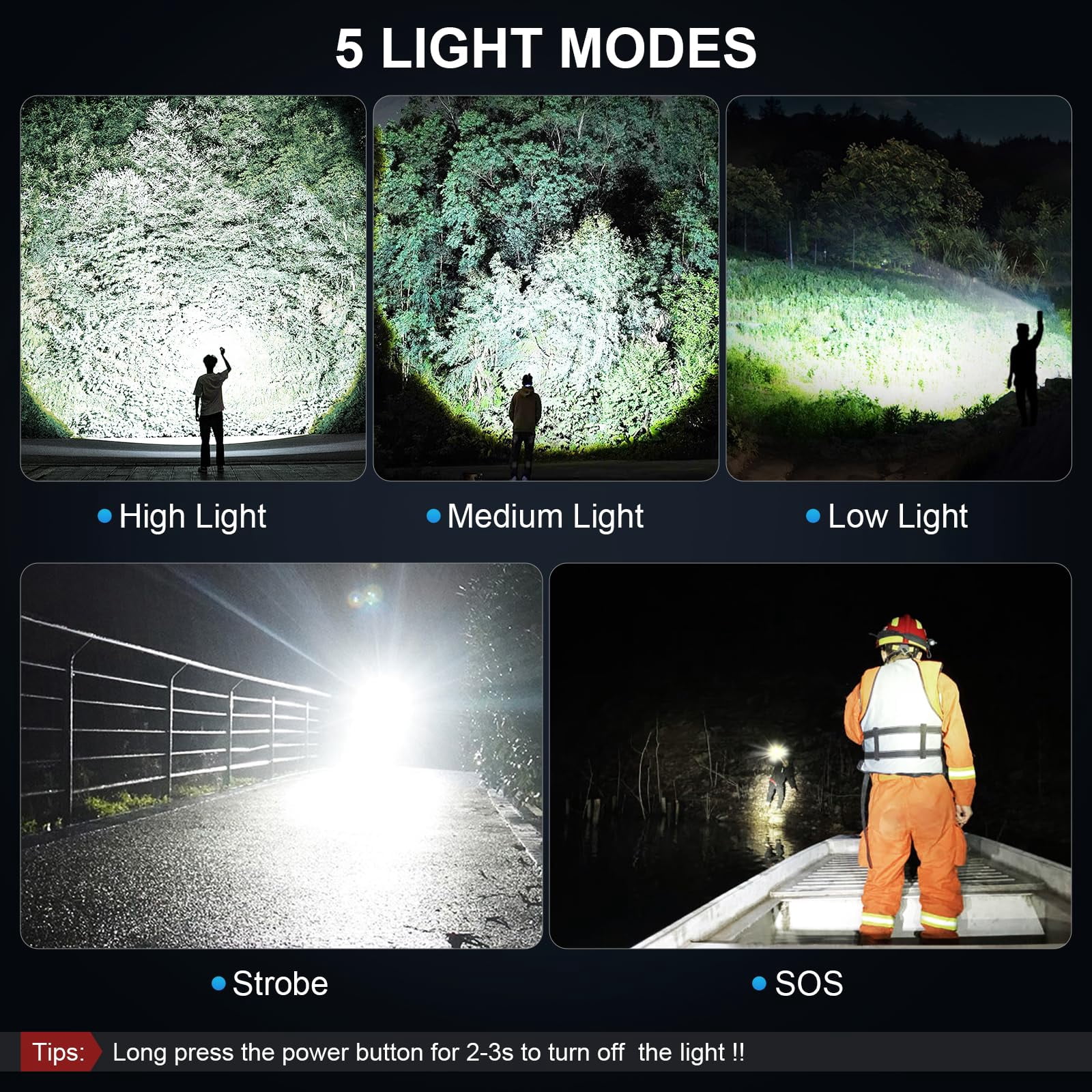 3 Pack Rechargeable Flashlights High Lumens  990000lm Super Bright Led Flashlight Adjustable Flash Light With 5 Modes & Usb Cable Waterproof Handheld For Home Camping Outdoor