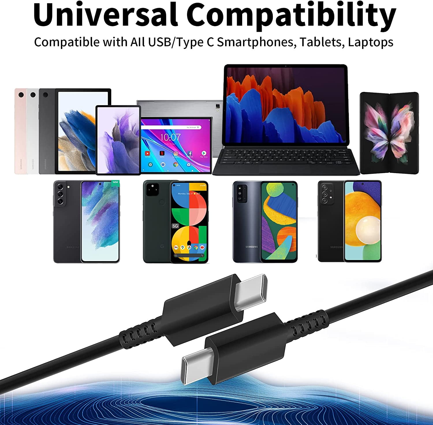 Type C Android Charger 25W, 2-Pack USB C Wall Charger Block, Super Fast Type-C Charger and 6FT Charging Cable Cord Compatible for Samsung Galaxy S26/S25 Ultra /S24/S23/S22/S22 Ultra,Black