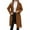 Brown, variant on Women's Notch Lapel Wool Blend Overcoat, Long Length Trench Style Coat, Classic Winter Warm Overcoat, Elegant Casual Outerwear, Versatile Mid-Calf Length Coat Wine S