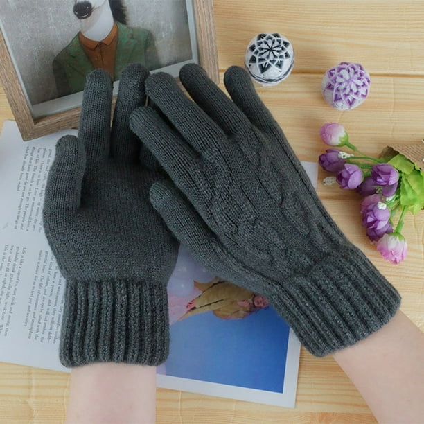 RXIRUCGD Winter Gloves Clearance Items Men's Winter Keep Warm Cashmere Solid Color Printed Knitted Knitted Flip Gloves