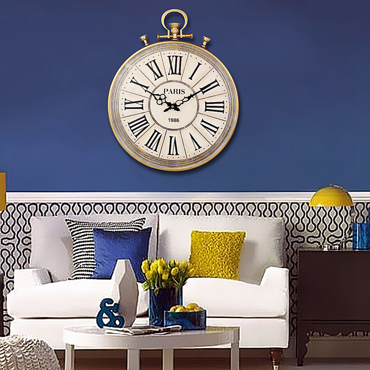 19 Inch Modern Home Decor Wall Clock Large Round Metal Color Vintage Home Decor Walmart Canada