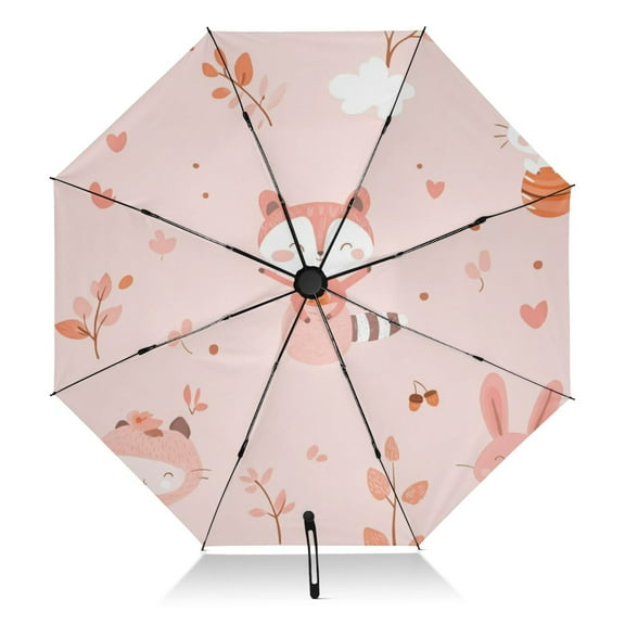 Pink Raccoon Extra Large Automatic Umbrella, UV Protection, Waterproof, Auto Open and Close