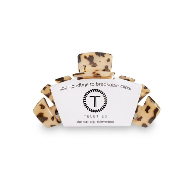TELETIES - Pinza para el cabello grande - Agarre fuerte Dientes flexibles Cómodo diseño curvo - Ideal para cabello grueso - Para todas las texturas de cabello - Tortuga rubia