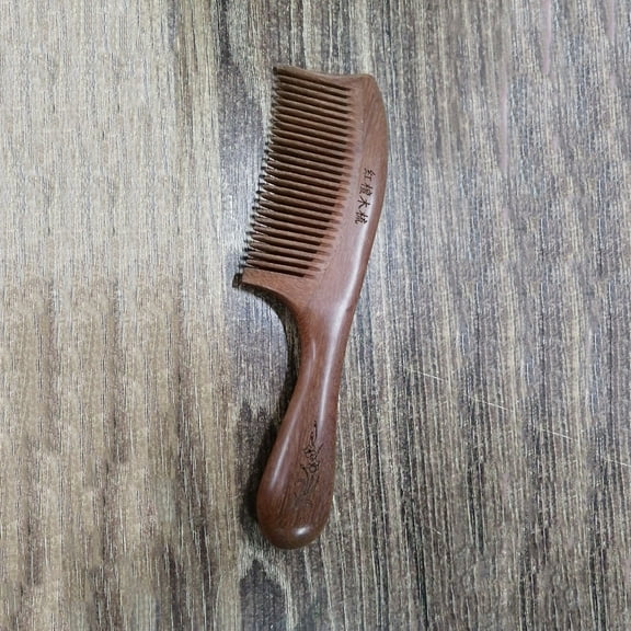 OUNONA Sandalwood Beard Comb Natural Wood Hair Combing Tool for Daily Use Dark Brown 7.5 Inch