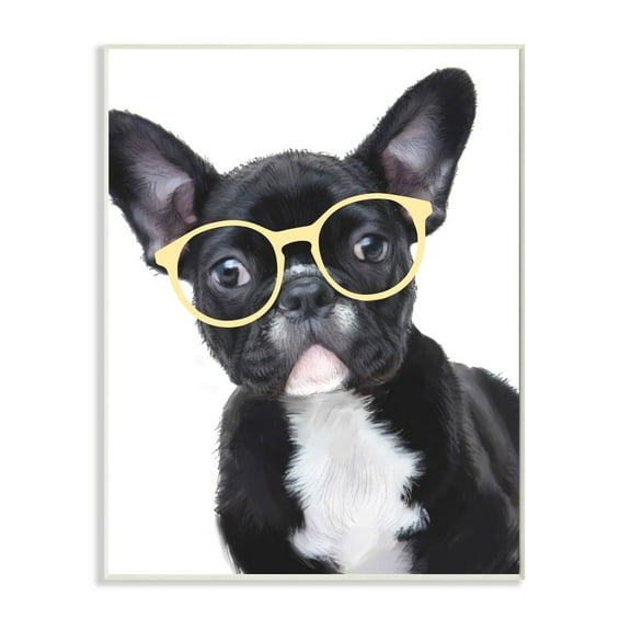 Stupell Industries Sophisticated Puppy Dog French Bulldog Glasses Graphic Art Unframed Art Print Wall Art, 13x19, by Ziwei Li