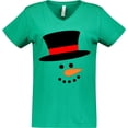 thumbnail image 3 of Inktastic Snowman with Top Hat and Carrot Nose Women's V-Neck T-Shirt, 3 of 5