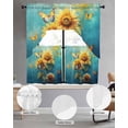 thumbnail image 2 of Yellow Sunflower Swag Curtains for Living Room/Bedroom Windows, Spring Butterfly Teal Abstract Vintage Kitchen Curtains and Valances Set 36 Inch Length, Light Filtering Swags Valance Curtain Panels, 2 of 5