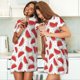 thumbnail image 4 of Balery Watermelon Camisón de manga corta con cuello redondo para mujer, cómodo y elegante., 4 of 6