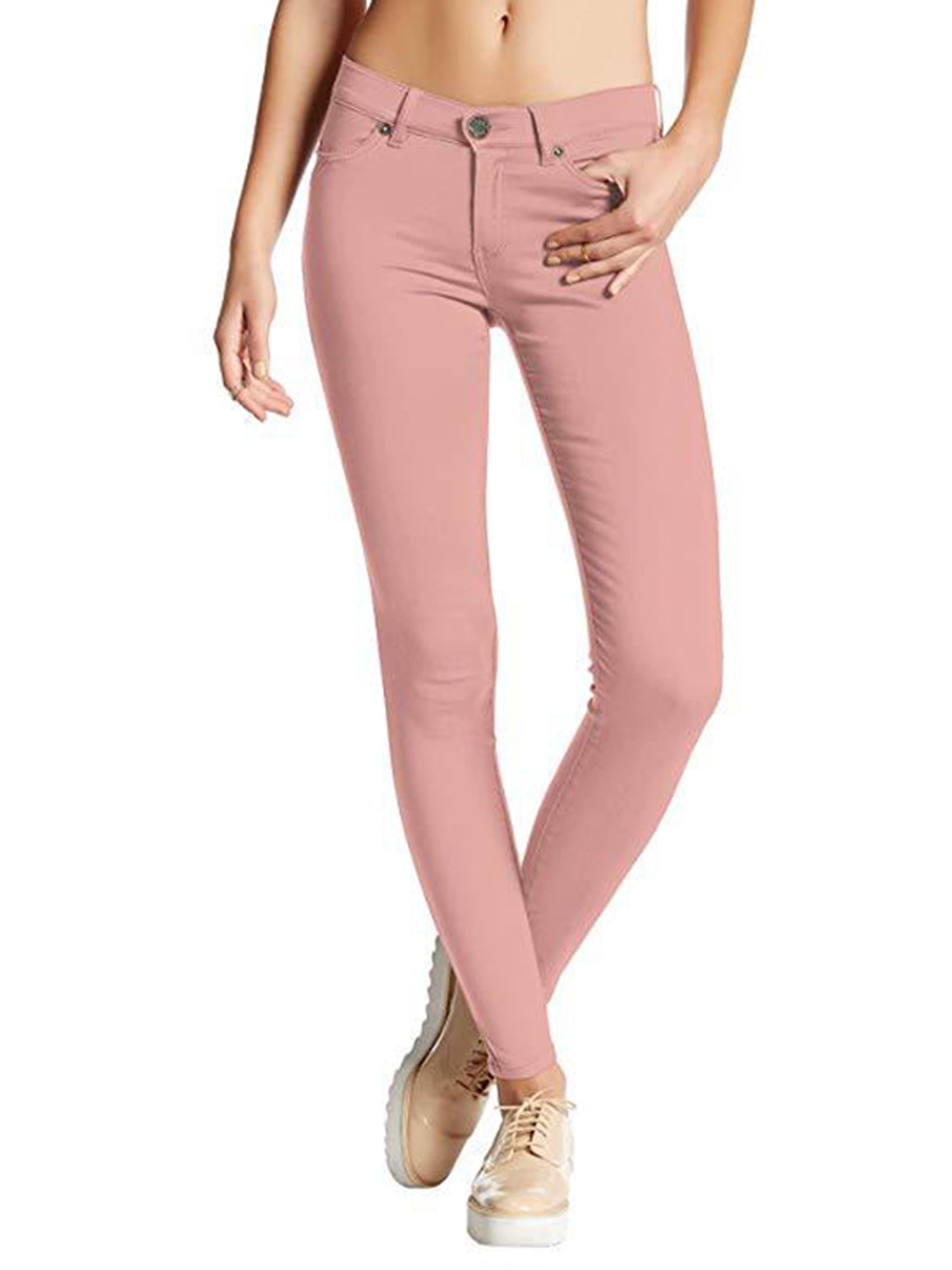 Lallc Women's Stretch Skinny Leggings Casual Jogger Plain Denim Pants