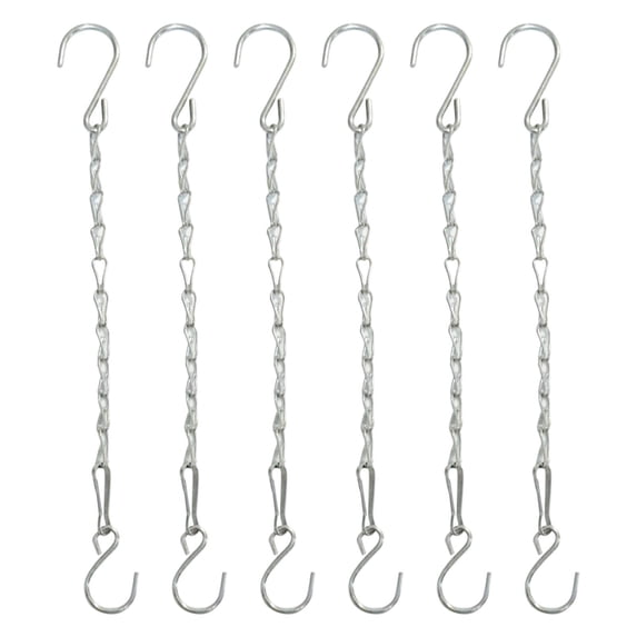 Plant Hanger Chain Extension, 6 Pack 11" Plant Hanger,Black Hanging Chains with S Hooks for Hanging Plants,Adjustable Replacement Plant Hangers Outdoor for Bird Feeders, Silver-6pcs