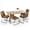 Table en noyer et chaises brunes, variante sur Ensemble de salle à manger Homy Casa 5 pièces de 160 cm (63 pouces), table en faux bois à bords naturels, chaises d'appoint rembourrées en similicuir