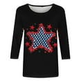 thumbnail image 4 of Cavosen Red White and Blue Clothes for Women Petite 4th of July 3/4 Sleeve Round Neck Tops USA Star Striped Print T Shirts Lady XL Red White and Blue Casual Shirts Patriotic Tunic Tees, 4 of 5