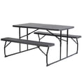 thumbnail image 1 of Gardenised Gray Outdoor Foldable Woodgrain Portable Picnic Table Set, 5 Feet Long, Gray, 1 of 1