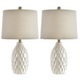 thumbnail image 4 of Oneach Modern White Ceramic Table Lamps Set of 2 Industrial Metal 21.5" Bedside Nightstand Lamp for Living Room Bedroom, 4 of 12