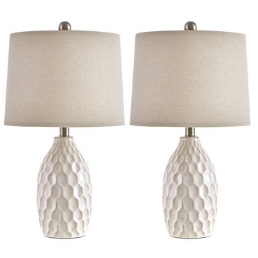 2 Sets Honeycomb Paper Table Lamps - 25cm Warm LED Lights For Bedroom & Office