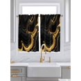 thumbnail image 2 of Tier Curtains 45 Inches Long, Marble Black Window Treatment Curtain Drapes, Vintage Gold Art Abstract Farmhouse Window Half Privacy Curtains for Bedroom Bathroom, 42"x45", 2 Panels, 2 of 7