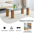 thumbnail image 6 of Tempered Glass Coffee Table, Rectangular Center Table with Solid Wood Legs, Modern Cocktail Table, Clear Tea Table for Living Room Reception Office, 44 x 22 x 17 Inch, 6 of 10