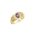 thumbnail image 4 of RYLOS Men's Rings Yellow Gold Plated Silver Rings Classic Designer Style 8X6MM Gemstone & Diamond Ring Amethyst February Birthstone Rings For Men Size 10, 4 of 8