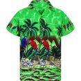 thumbnail image 3 of Camisetas hawaianas con estampado de loros en la playa para hombre, ropa de moda, camisetas de vacaciones de manga corta con estampado 3D de animales de cocoteros hawaianos, 3 of 5