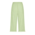 thumbnail image 4 of Khaki Linen Capri Pants for Women Dressy Casual Bermuda Shorts Knee Length High Waisted Pedal Pushers Trendy Summer Linen Capri Pants with Pockets, 4 of 6