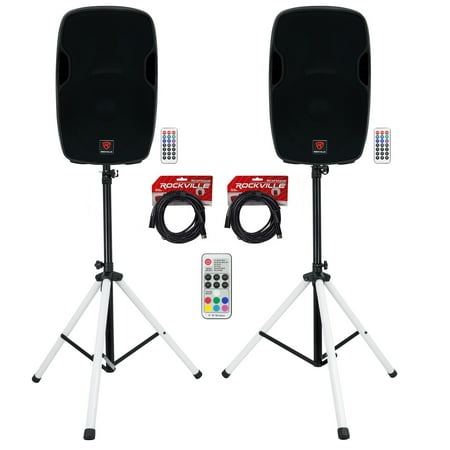 (2) Rockville BPA15 15  Powered 800w DJ PA Speakers wBluetooth+LED Stands+Cables price history on PriceWatchPro