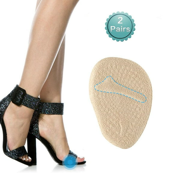 WALFRONT 2 Pairs Women High Heel Foot Cushions Forefoot Anti-Slip Insole Sole Breathable Soft PU Shoes Pads
