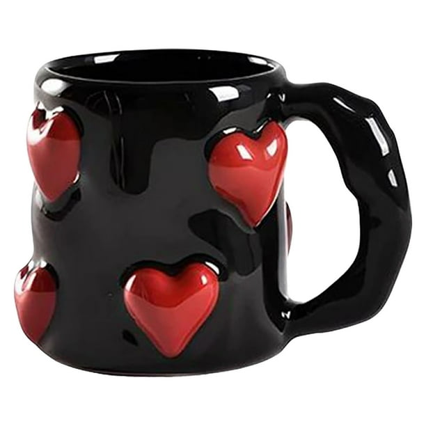 Taza De Café Con Corazón En 3D Taza De Cerámica Lo Ve 17 Oz Taza Para Parejas Para San Valentín Tazas Bonitas Hechas A Mano Con Relieve Para Aniversario, Boda, Compromiso, Regalo Para Parejas
