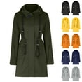 thumbnail image 1 of Sentmoon Ski Coat Plus Size Drawstring Hooded Neck Long Sleeve Womens Waterproof Jacket Zipper Solid Color Windproof Travel Clothes Women Fall and Winter Streetwear for Climbing and Hiking, 1 of 5