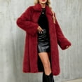 thumbnail image 2 of Stichou Womens Faux Fur Winter Coats 2025 Fashion Long Sleeve Oversized Long Jacket Coat with Pockets Outerwear Wine S, 2 of 6