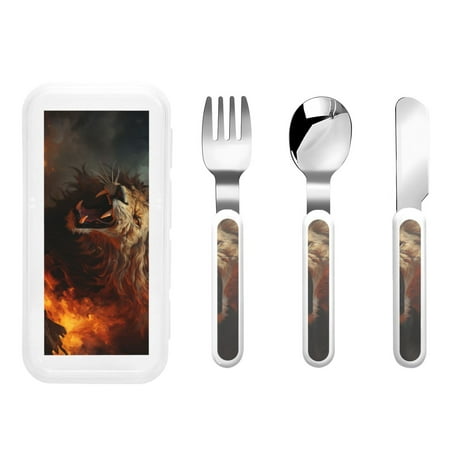 

Daiia Cool Flame Lion A for Stainless Steel Kids Silverware Set - Children’s Utensil Set - Children s Knife Fork And Spoon Set - Metal Kids Cutlery Set