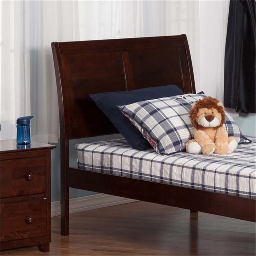 Leo & Lacey Contemporary Twin Sleigh Wood Headboard in Walnut