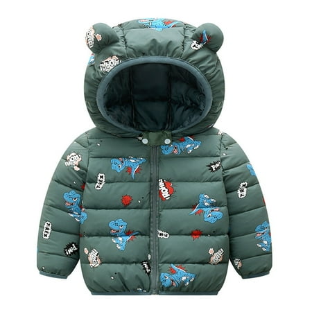 

RPVATI Toddler Baby Child Children Kids Hooded Ears Padded Coat Cartoon Printed Zip Up Clothes Long Sleeve Warm Winter Outerwear 1Y-5Y