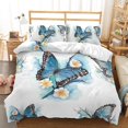 thumbnail image 1 of Duvet Cover Queen Size,Blue Watercolor Bedding Set,Butterfly Comforter for, 1 of 9