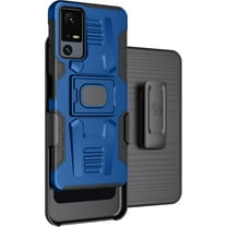 Case with Clip for Jitterbug Smart4, Nakedcellphone Rugged Ring Grip Cover with Stand and [Belt Hip Holster] for Lively Smart 4 Phone (2023, T608G) - Blue