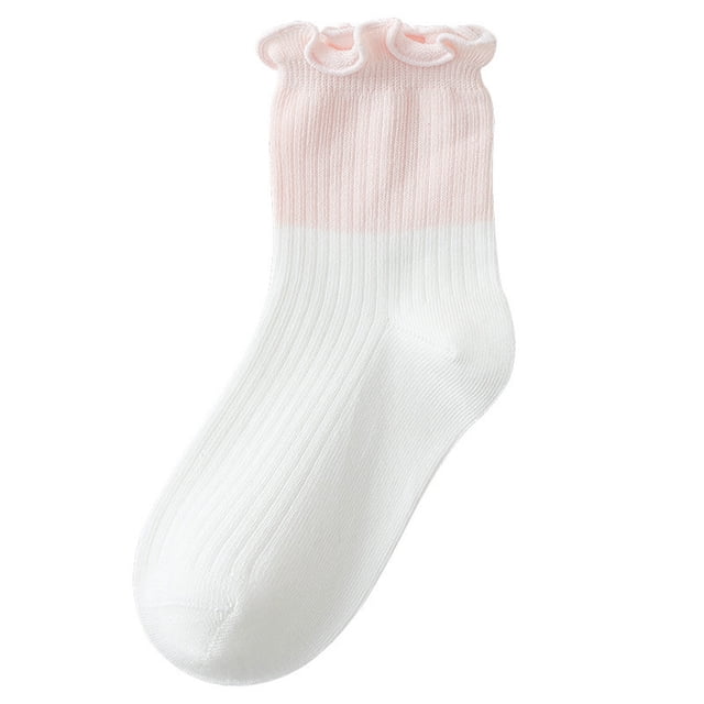 HAiming Boys Girls Mid Tube Socks Crew Color Block Ribbed Ruffle Athletic Sport Casual Soft Comfy Sock