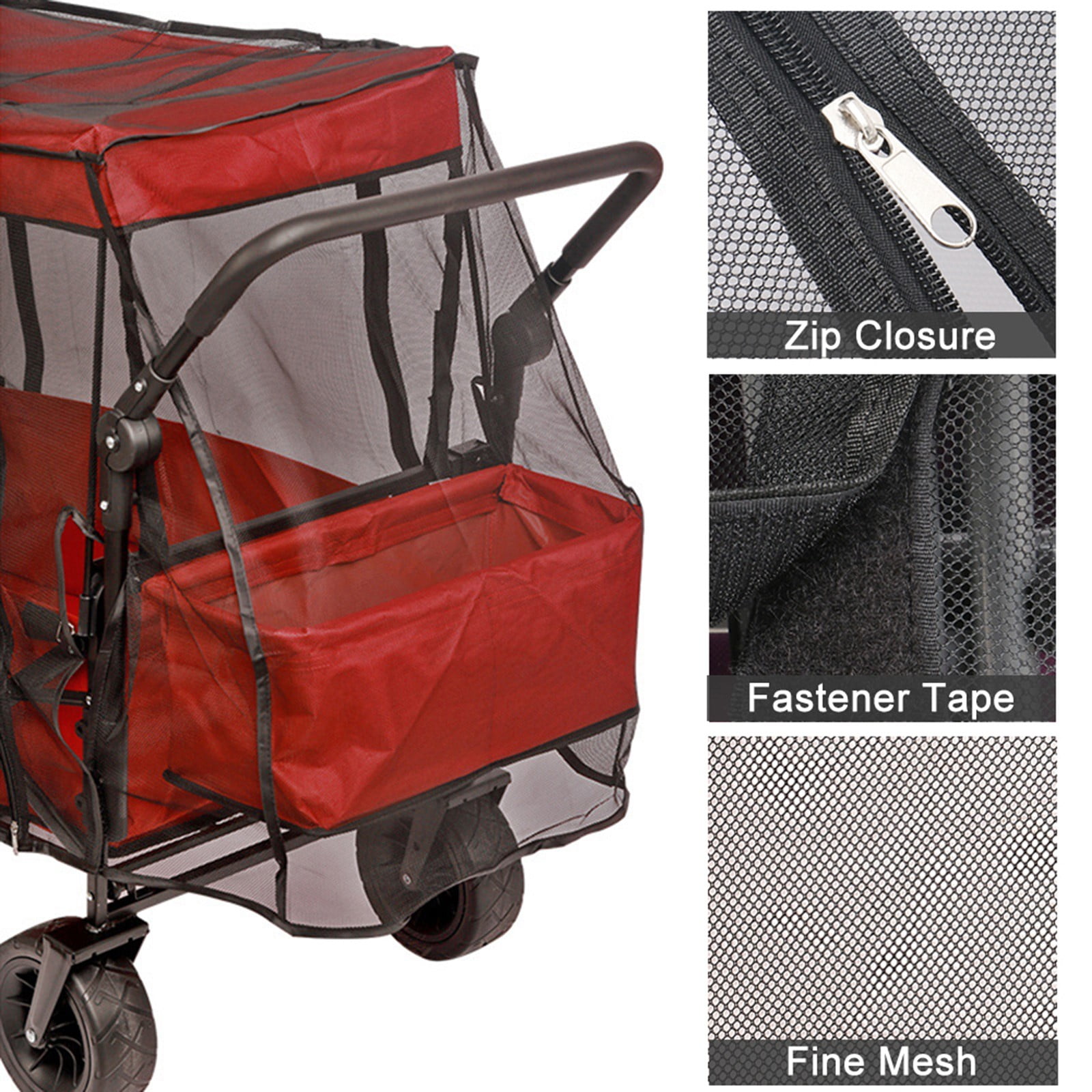 88X48X50Cm Net Cover No Wagon Canopy Poles Polyester Bug Mesh Nets Cover For Collapsible Beach Folding Wagon Camper Accessories Fangkenuo