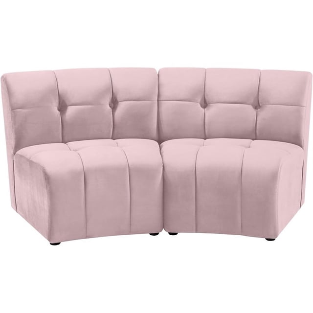 Meridian Furniture Causeuse Modulaire en Velours Rose Limitless