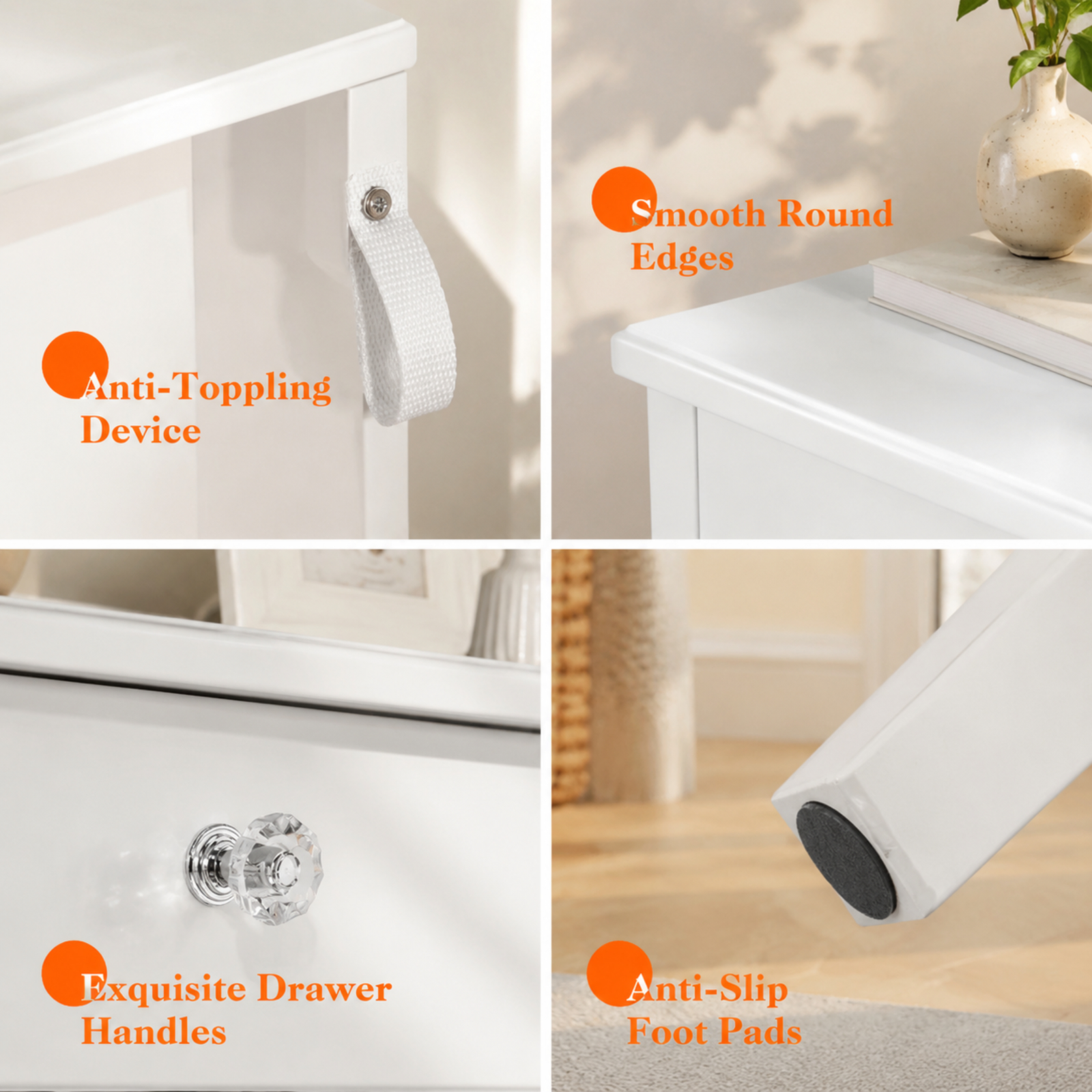 Furnibear Makeup Vanity Table Set with Lighted Mirror and Drawers for Bedroom Makeup Dressing Room Vanity Desk Mirror Set, White