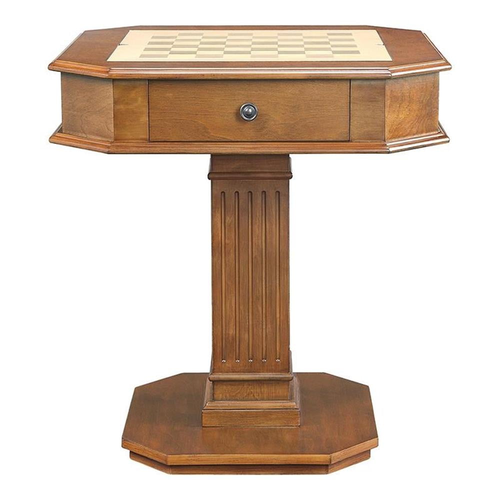Pemberly Row Contemporary 2-Drawer Wooden Game Table in Walnut