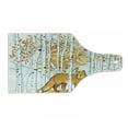 thumbnail image 1 of Hunting Cutting Board, Fox Hunting in Autumn Forest Birch Trees Rustic Life Wilderness Animal, Decorative Tempered Glass Cutting and Serving Board, Wine Bottle Shape, Orange White Black, by Ambesonne, 1 of 1