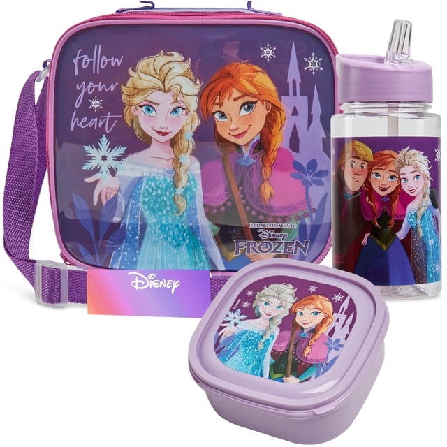 Set de Lonchera Infantil con Diseño Frozen, Aislada, 3 Piezas