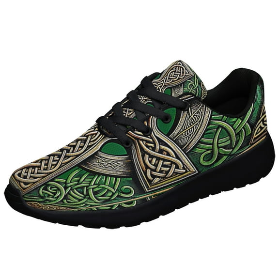 Irish Celtic Knot Cross Saint Patrick's Day Shoes Sneakers Black Size 3.5