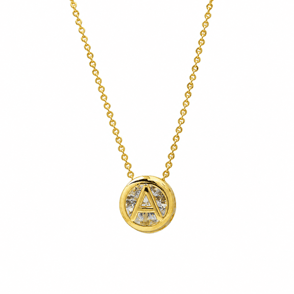 Opalunae A Initial Necklace for Women, 18K Gold Plated Round Letter A Pendant with Cubic Zirconia, Personalized Initial Jewelry Gift for Mom, Wife, Girlfriend