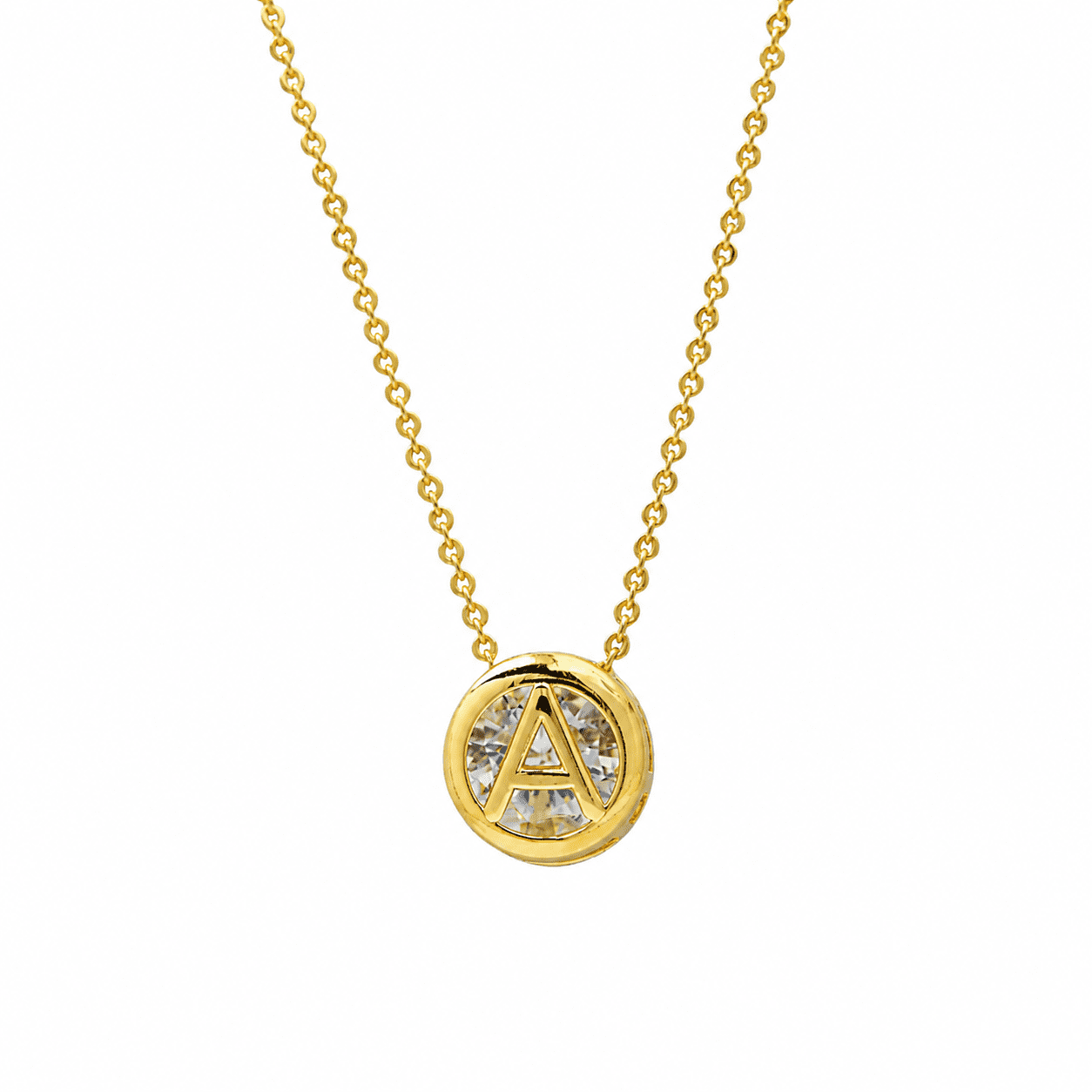 Opalunae A Initial Necklace for Women, 18K Gold Plated Round Letter A Pendant with Cubic Zirconia, Personalized Initial Jewelry Gift for Mom, Wife, Girlfriend