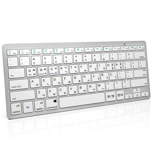 Korean QWERTY Layout Bluetooth Keyboard Light Portable Slim Wireless Keyboard for iPhone iOS Android Windows Smart TV KR-Silver
