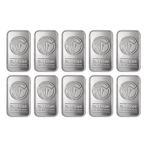 1 oz Silver Bull Logo Struck Bar - Lot of 10