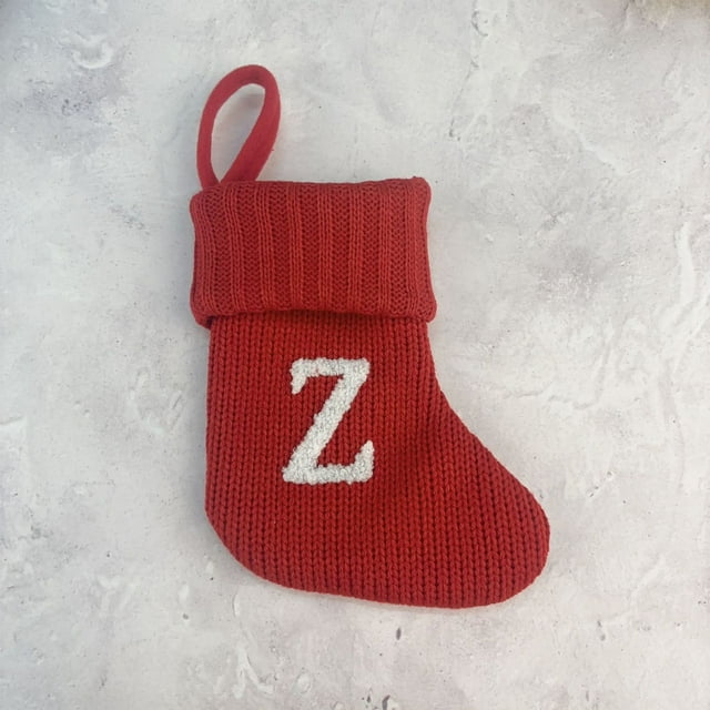Staron Bas de Noël avec Initiales, Bas de Noël Monogramme Personnalisé Décorations de Sapin de Noël Ornements Bas Lettres Rouges pour Cadeau de Noël