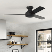 Restored Hunter Fan 52 inch Low Profile Matte Black Indoor Ceiling Fan With 3 Blades, Holiday Gift for Bedroom, Living Room, Dining Room, Kitchen, Office (Refurbished)