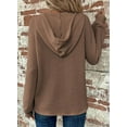 thumbnail image 3 of Hoodies for Women Waffle Knit Long Sleeve Drawstring Button V Neck Casual Pullover Sweatshirt Hooded Blouses, 3 of 3