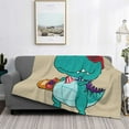 thumbnail image 2 of Yiaed Cool Dino Playing Skateboard Print Blanket Throw Blanket Soft Cozy Flannel Blanket for Home Bed Sofa Couch Chair-60"x50", 2 of 6